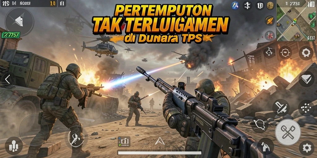 Tangkapan layar utama 2757 menampilkan pertempuran seru di arena TPS.