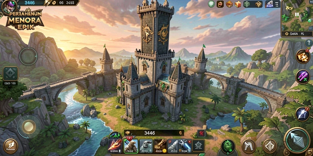 Tangkapan layar gameplay 3446 yang penuh aksi Tower Defense.