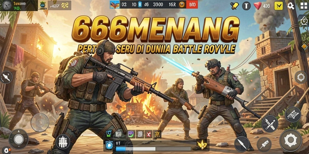 Tampilan aksi seru dalam pertempuran di 666MENANG Battle Royale.