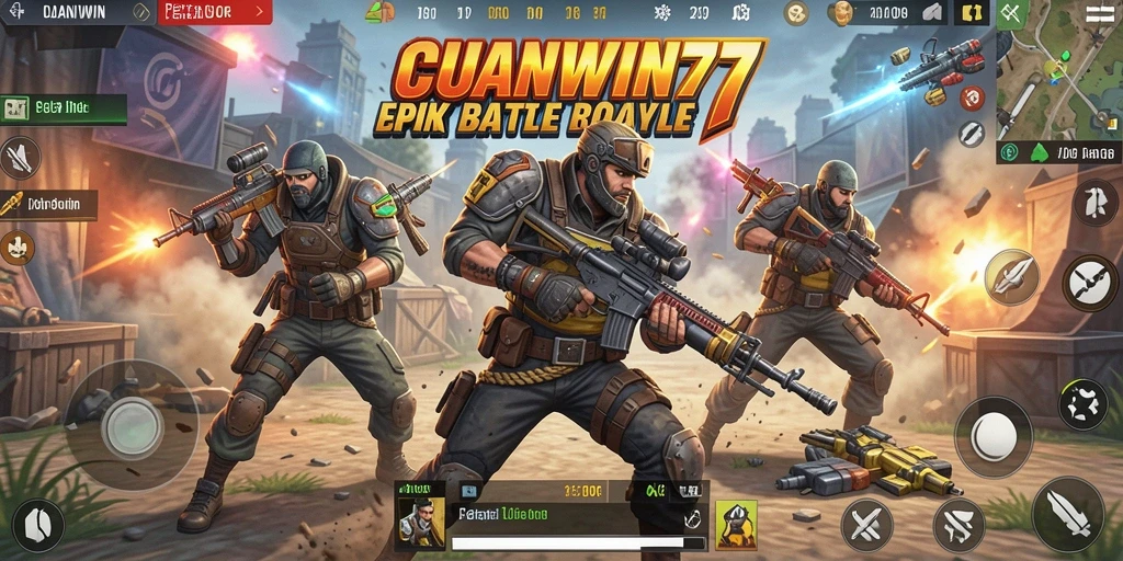 Tampilan seru pertempuran dalam CUANWIN77 di game Battle Royale.