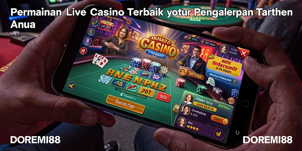 Tampilan screenshot DOREMI88 menampilkan dealer profesional dan suasana casino yang nyata.