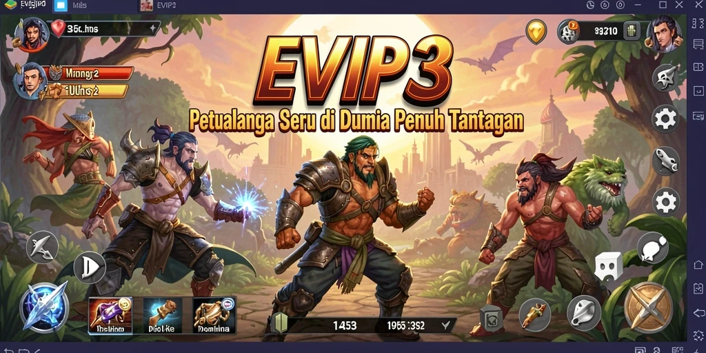 Tangkapan layar gameplay EVIP3 menampilkan petualangan mendebarkan di dunia fantasi.