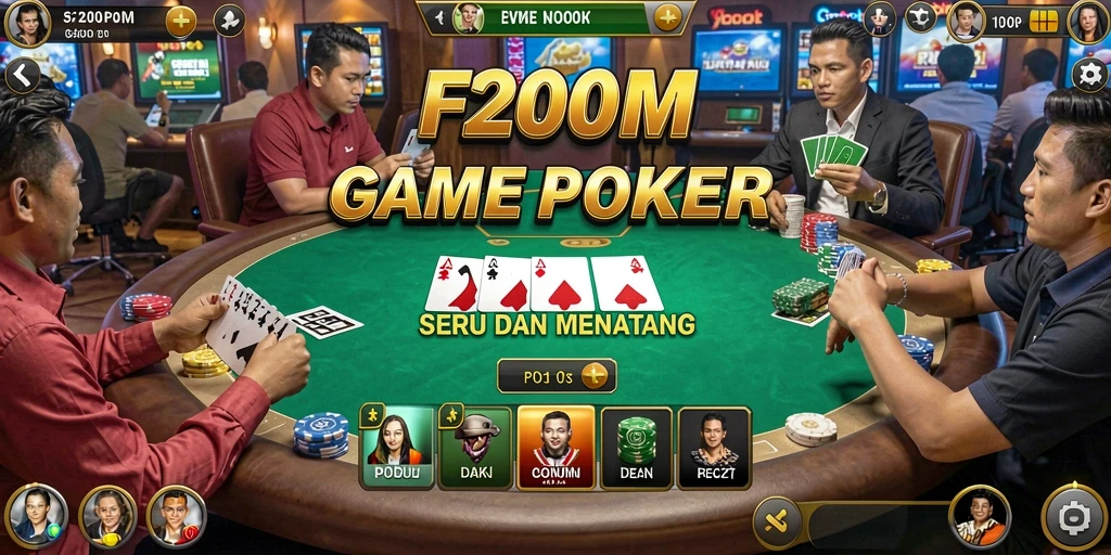 Tampilan screenshot F200M menunjukkan suasana seru saat bermain Poker.