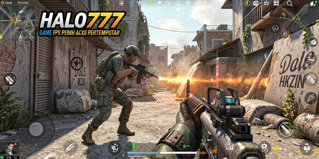 Screenshot gameplay HALO777 menunjukkan aksi tembak-menembak yang seru.