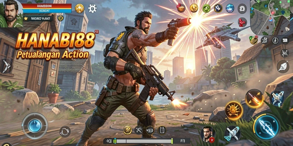Tangkapan layar menampilkan pertarungan intens di HANABI88.