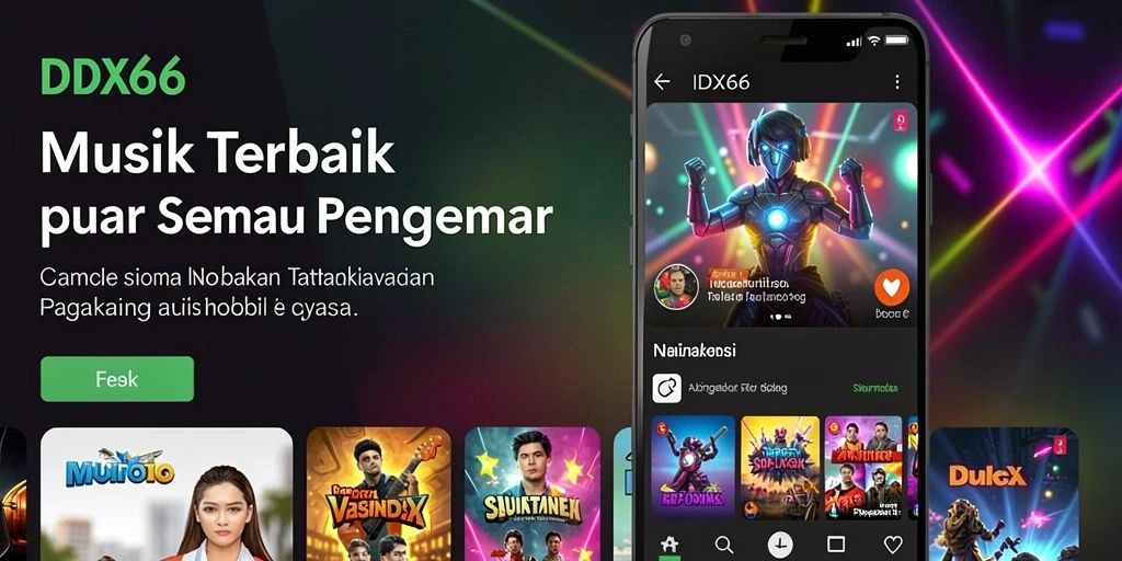 Screenshot IDX66 menampilkan antarmuka aplikasi musik yang modern.
