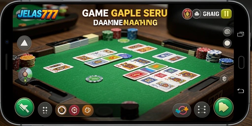Screenshot menunjukkan gameplay seru game Gaple JELAS777.