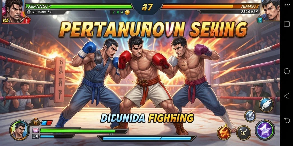 Gameplay JEPANG77 dengan pertarungan penuh aksi.
