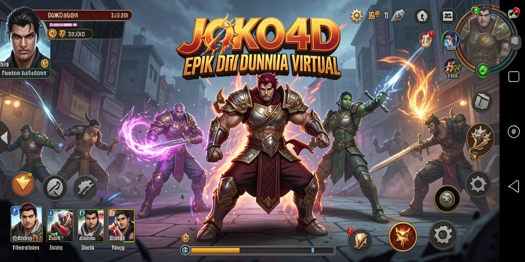 Screenshot menampilkan pertarungan seru dengan karakter dari JOKO4D.