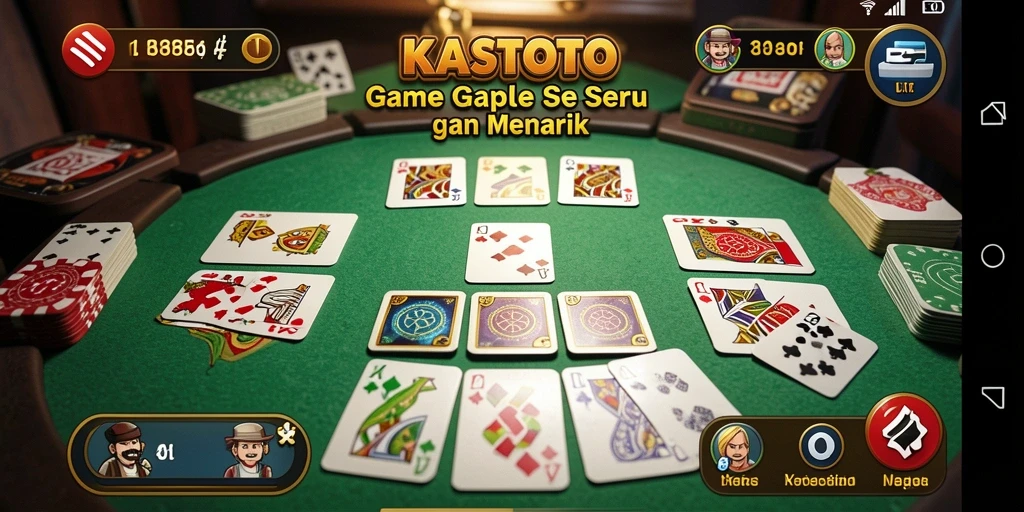 Screenshot gameplay KASTOTO menampilkan suasana seru permainan Gaple.