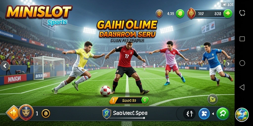 Screenshot MINISLOT menampilkan aksi seru di lapangan olahraga.