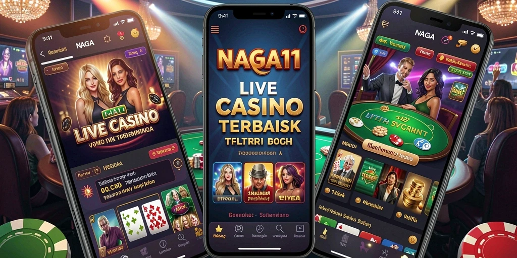 Tampilan screenshot NAGA11 menampilkan dealer langsung dan suasana permainan kasino yang seru.