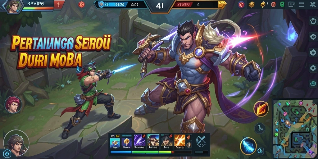 Screenshot utama RPVIP6 menampilkan aksi pertarungan seru di arena MOBA.