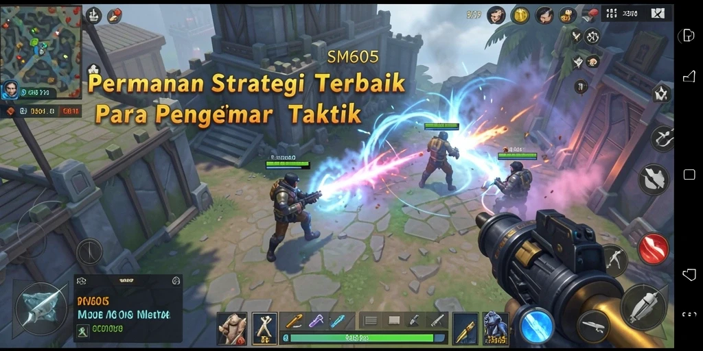 Screenshot gameplay SM605 yang menunjukkan aksi strategi yang mendebarkan.