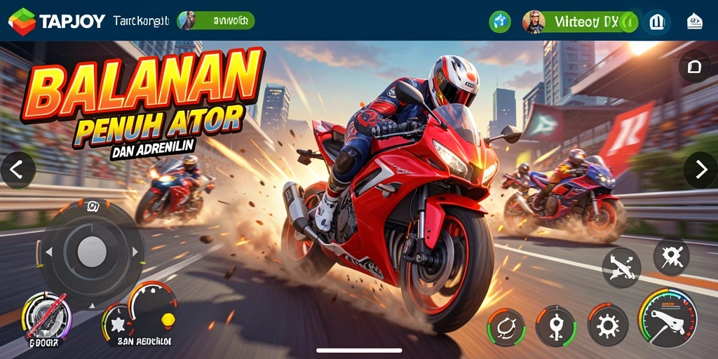 Gameplay seru balapan motor di TAPJOY dengan grafis mengesankan.