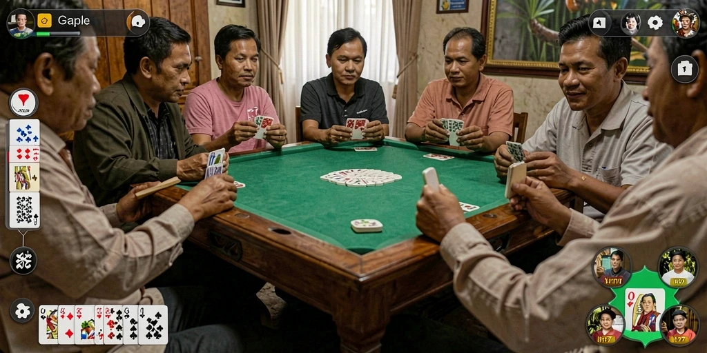 Tampilan gameplay UH77 yang mendebarkan dalam permainan Gaple.